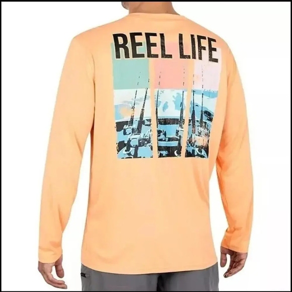 NWT Reel Life Men's Size XXL Sun Defender Long Sleeve UV Tee Apricot Wash - Picture 1 of 14